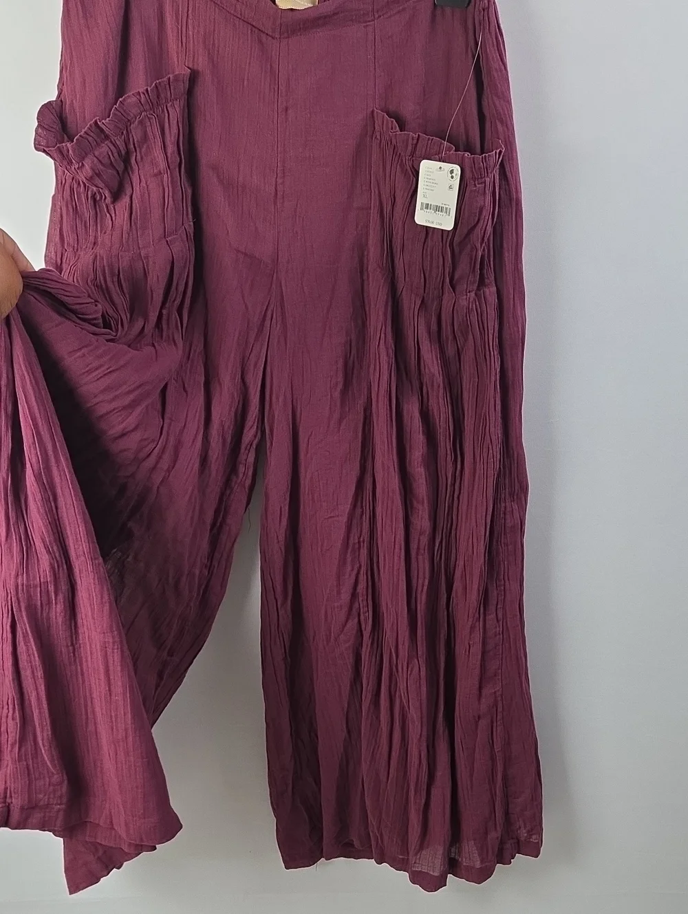 Free People Free-est Harlem Wide Leg Pull Up Pants Sz XL Boho Bohemian Euro Boho - Picture 2 of 13